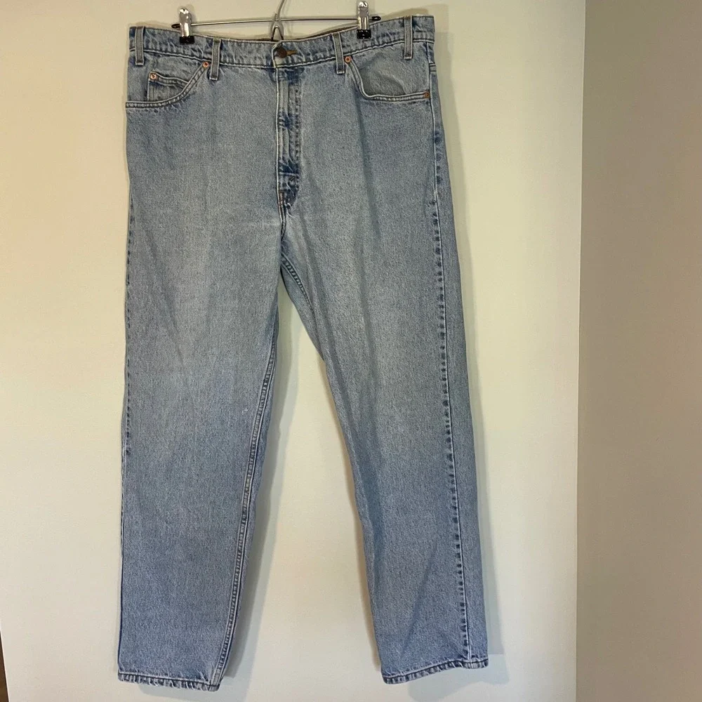 Levis 550 Orange Tab Vintage Mens Relaxed Fit Tapered Leg Jeans Light Wash 40x32